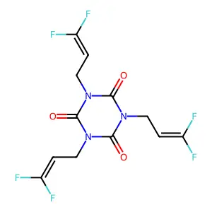 1,3,5-Triazine-2,4,6(1H,3H,5H)-trione, 1,3,5-tris(3,3-difluoro-2-propen-1-yl)- structure