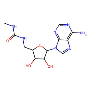 1-[[5-(6-Aminopurin-9-yl)-3,4-dihydroxyoxolan-2-yl]methyl]-3-methylurea structure