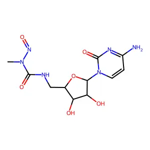3-[[5-(4-amino-2-oxopyrimidin-1-yl)-3,4-dihydroxyoxolan-2-yl]methyl]-1-methyl-1-nitrosourea structure