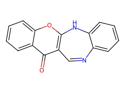 (1)Benzopyrano(2,3-b)(1,5)benzodiazepin-13(6H)-one structure