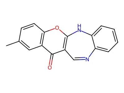 (1)Benzopyrano(2,3-b)(1,5)benzodiazepin-13(6H)-one, 2-methyl- structure
