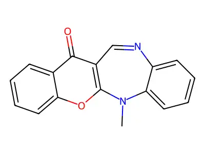(1)Benzopyrano(2,3-b)(1,5)benzodiazepin-13(6H)-one, 6-methyl- structure