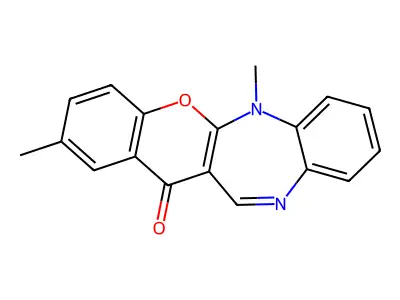 (1)Benzopyrano(2,3-b)(1,5)benzodiazepin-13(6H)-one, 2,6-dimethyl- structure