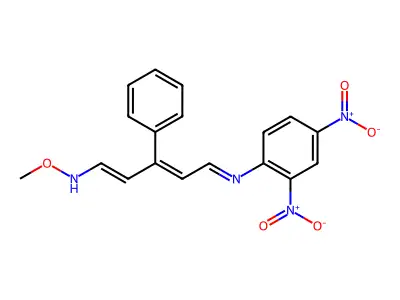 5-(2,4-dinitrophenyl)imino-N-methoxy-3-phenylpenta-1,3-dien-1-amine structure