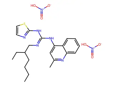 Guanidine, 1-(2-ethylhexyl)-2-(2-methyl-4-quinolyl)-3-(2-thiazolyl)-, dinitrate structure