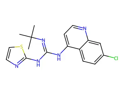 Guanidine, N-(7-chloro-4-quinolinyl)-N'-(1,1-dimethylethyl)-N''-2-thiazolyl- structure