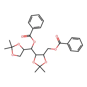 [5-[benzoyloxy-(2,2-dimethyl-1,3-dioxolan-4-yl)methyl]-2,2-dimethyl-1,3-dioxolan-4-yl]methyl benzoate structure