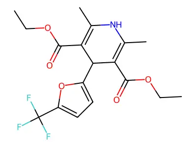 3,5-Pyridinedicarboxylic acid, 1,4-dihydro-2,6-dimethyl-4-(5-trifluoromethyl-2-furyl)-, diethyl ester structure