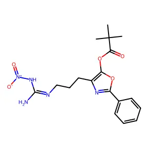 2-phenyl-4-(3-(N-nitroguanidino)propyl)-5-pivaloyloxyoxazole structure