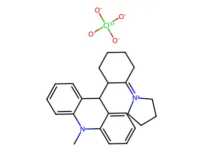 1-(2-(9,10-Dihydro-10-methyl-9-acridinyl)cyclohexylidene)pyrrolidinium perchlorate structure