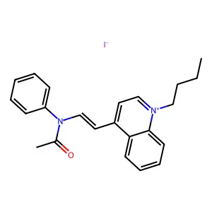 Quinolinium, 4-(2-(acetylphenylamino)ethenyl)-1-butyl-, iodide (1:1) structure