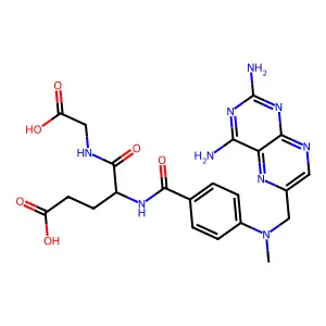 5-(carboxymethylamino)-4-[[4-[(2,4-diaminopteridin-6-yl)methyl-methylamino]benzoyl]amino]-5-oxopentanoic acid structure