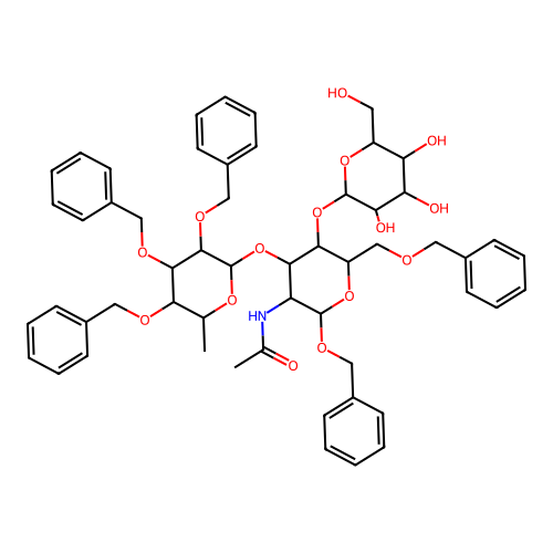 2-ACETAMIDO-1,6-DI-O-BENZYL-3-O-(2,3,4-TRI-O-BENZYL-B-L-FUCOPYRANOSYL)-2-DEOXY-4-O-(B-D-GALACTOPYRANOSYL)-A-D-GLUCOPYRANOSIDE structure