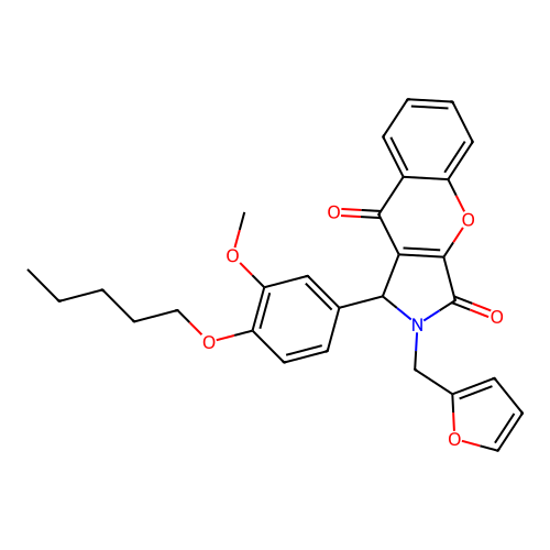 2-(furan-2-ylmethyl)-1-[3-methoxy-4-(pentyloxy)phenyl]-1,2-dihydrochromeno[2,3-c]pyrrole-3,9-dione structure