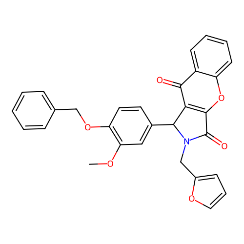 1-[4-(benzyloxy)-3-methoxyphenyl]-2-(furan-2-ylmethyl)-1,2-dihydrochromeno[2,3-c]pyrrole-3,9-dione structure