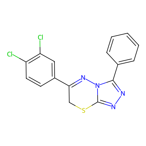 6-(3,4-dichlorophenyl)-3-phenyl-7H-[1,2,4]triazolo[3,4-b][1,3,4]thiadiazine structure