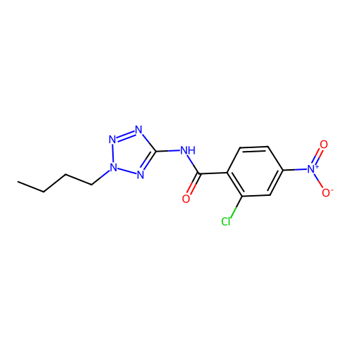 N-(2-butyl-2H-tetrazol-5-yl)-2-chloro-4-nitrobenzamide structure