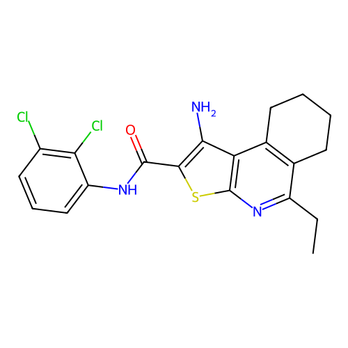 1-amino-N-(2,3-dichlorophenyl)-5-ethyl-6,7,8,9-tetrahydrothieno[2,3-c]isoquinoline-2-carboxamide structure