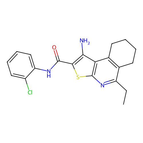1-amino-N-(2-chlorophenyl)-5-ethyl-6,7,8,9-tetrahydrothieno[2,3-c]isoquinoline-2-carboxamide structure
