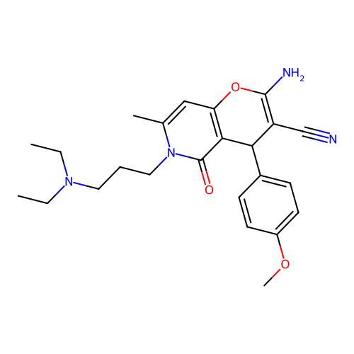 2-amino-6-[3-(diethylamino)propyl]-4-(4-methoxyphenyl)-7-methyl-5-oxo-5,6-dihydro-4H-pyrano[3,2-c]pyridine-3-carbonitrile structure