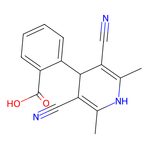 2-(3,5-Dicyano-2,6-dimethyl-1,4-dihydropyridin-4-yl)benzoic acid structure