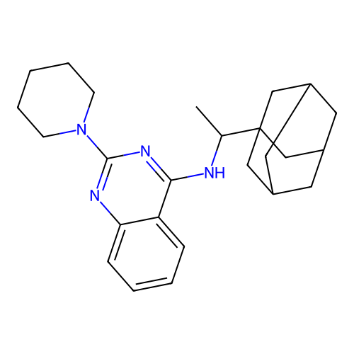 (Adamantanylethyl)(2-piperidylquinazolin-4-yl)amine structure
