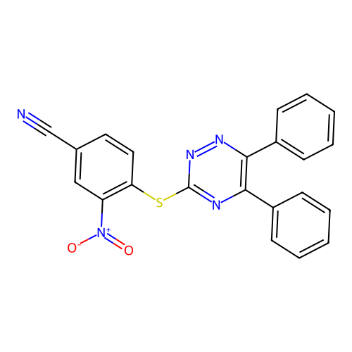 4-[(5,6-Diphenyl-1,2,4-triazin-3-yl)sulfanyl]-3-nitrobenzonitrile structure