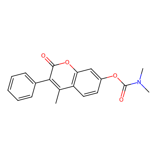 4-methyl-2-oxo-3-phenyl-2H-chromen-7-yl dimethylcarbamate structure