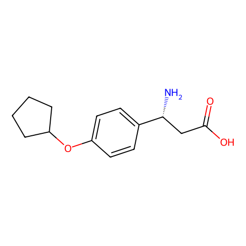(3R)-3-amino-3-(4-cyclopentyloxyphenyl)propanoic acid structure