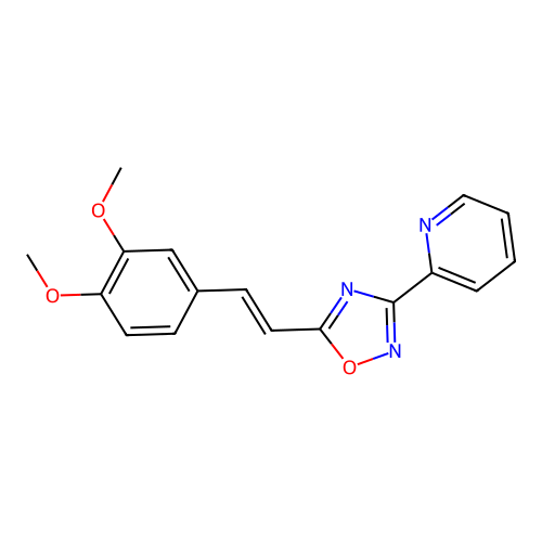 5-[(E)-2-(3,4-dimethoxyphenyl)ethenyl]-3-pyridin-2-yl-1,2,4-oxadiazole structure