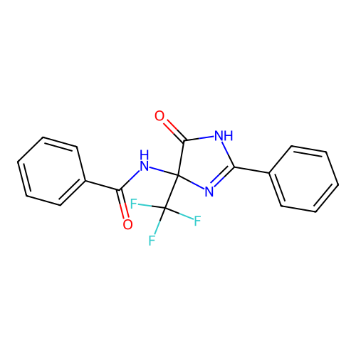 N-[5-oxo-2-phenyl-4-(trifluoromethyl)-4,5-dihydro-1H-imidazol-4-yl]benzamide structure