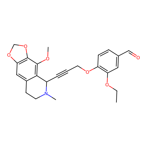 3-ethoxy-4-((3-(4-methoxy-6-methyl-5,6,7,8-tetrahydro-[1,3]dioxolo[4,5-g]isoquinolin-5-yl)prop-2-yn-1-yl)oxy)benzaldehyde structure