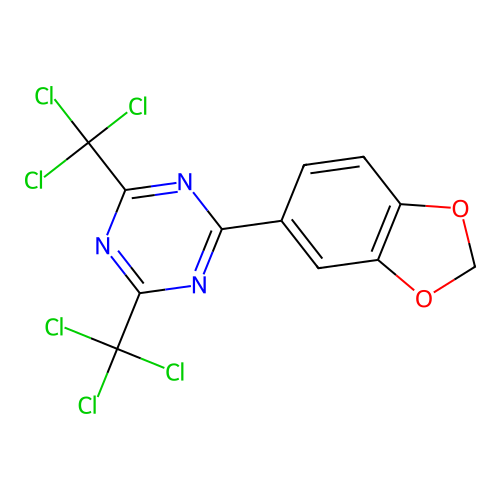 2-(1,3-Benzodioxol-5-yl)-4,6-bis(trichloromethyl)-1,3,5-triazine structure