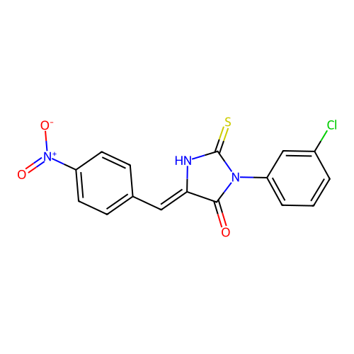 4-Imidazolidinone, 3-(3-chlorophenyl)-5-((4-nitrophenyl)methylene)-2-thioxo- structure