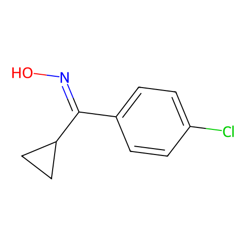 (E)-(4-chlorophenyl)(cyclopropyl)methanone oxime structure