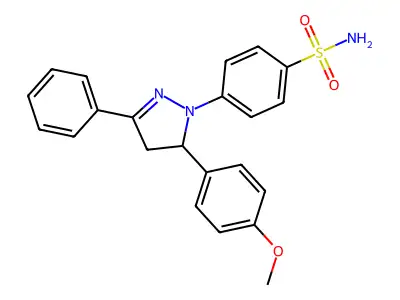 4-(5-(4-methoxyphenyl)-3-phenyl-4,5-dihydro-1H-pyrazol-1-yl)benzenesulfonamide structure