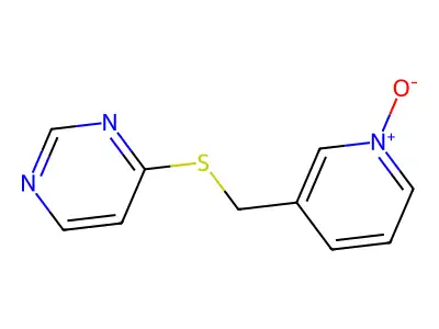 Pyrimidine, 4-((3-pyridinylmethyl)thio)-, N-oxide structure