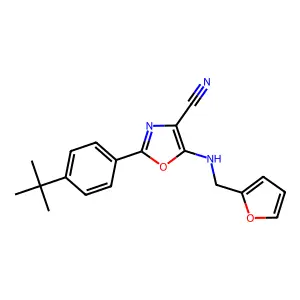 2-(4-Tert-butylphenyl)-5-(furan-2-ylmethylamino)-1,3-oxazole-4-carbonitrile structure
