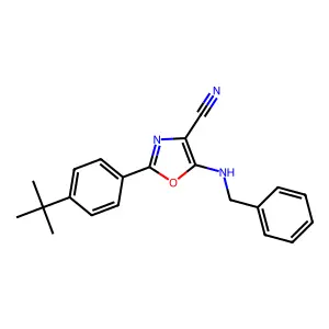5-(Benzylamino)-2-(4-tert-butylphenyl)-1,3-oxazole-4-carbonitrile structure