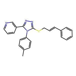 3-[4-(4-methylphenyl)-5-[(E)-3-phenylprop-2-enyl]sulfanyl-1,2,4-triazol-3-yl]pyridine structure