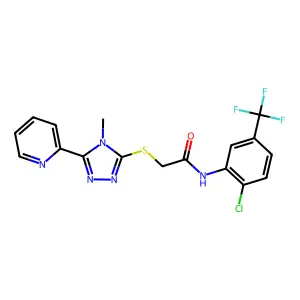 N-[2-chloro-5-(trifluoromethyl)phenyl]-2-[(4-methyl-5-pyridin-2-yl-1,2,4-triazol-3-yl)sulfanyl]acetamide structure