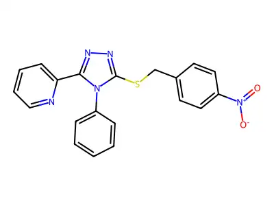 2-[5-[(4-Nitrophenyl)methylsulfanyl]-4-phenyl-1,2,4-triazol-3-yl]pyridine structure