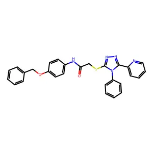 N-(4-phenylmethoxyphenyl)-2-[(4-phenyl-5-pyridin-2-yl-1,2,4-triazol-3-yl)sulfanyl]acetamide structure
