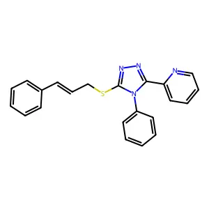 2-[4-phenyl-5-[(E)-3-phenylprop-2-enyl]sulfanyl-1,2,4-triazol-3-yl]pyridine structure