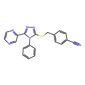 4-[(4-Phenyl-5-pyrazin-2-yl-1,2,4-triazol-3-yl)sulfanylmethyl]benzonitrile structure