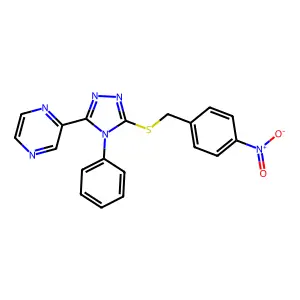 2-[5-[(4-Nitrophenyl)methylsulfanyl]-4-phenyl-1,2,4-triazol-3-yl]pyrazine structure