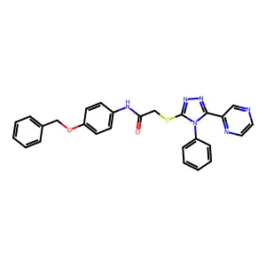 N-(4-phenylmethoxyphenyl)-2-[(4-phenyl-5-pyrazin-2-yl-1,2,4-triazol-3-yl)sulfanyl]acetamide structure
