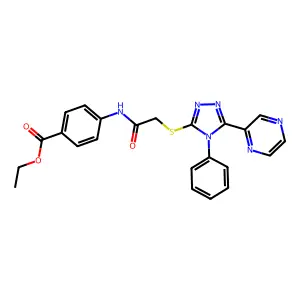 ethyl 4-(2-((4-phenyl-5-(pyrazin-2-yl)-4H-1,2,4-triazol-3-yl)thio)acetamido)benzoate structure