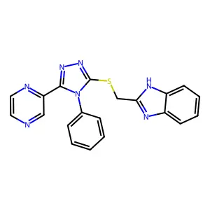 2-[(4-phenyl-5-pyrazin-2-yl-1,2,4-triazol-3-yl)sulfanylmethyl]-1H-benzimidazole structure