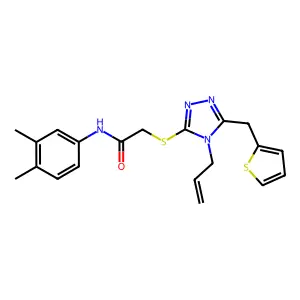 N-(3,4-dimethylphenyl)-2-[[4-prop-2-enyl-5-(thiophen-2-ylmethyl)-1,2,4-triazol-3-yl]sulfanyl]acetamide structure